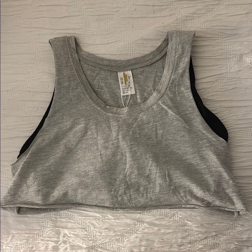 Sports Illustrated Gray Black Sleeveless Crop Tank Top